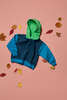 LIAM Sweater mit Kapuze, Dark Teal-Petrol-Apfelgrün, von Sense Organics, Gr. 104 (3-4 Jahre)