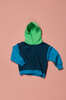 LIAM Sweater mit Kapuze, Dark Teal-Petrol-Apfelgrün, von Sense Organics, Gr. 128 (7-8 Jahre)