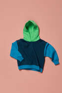 LIAM Sweater mit Kapuze, Dark Teal-Petrol-Apfelgrün, von Sense Organics, Gr. 104 (3-4 Jahre)