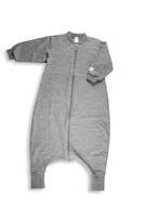 Schlafsack, langarm, uni mit Füßen, Wolle/Seide, grau, Gr. 86/92, von Lilano