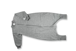 Schlafsack, langarm, uni mit Füßen, Wolle/Seide, grau, Gr. 98/104, von Lilano