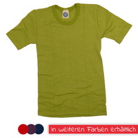 Kinder-Unterhemd 1/4 Arm aus Wolle/Seide von Cosilana, grün, 152