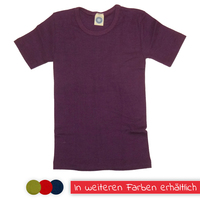 Kinder-Unterhemd 1/4 Arm aus Wolle/Seide von Cosilana, pflaume, 152