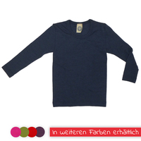 Kinder-Unterhemd 1/1 Arm aus Wolle-Seide von Cosilana, marine, 140
