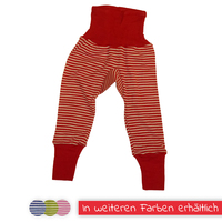 Baby-Hose mit Bund von Cosilana, Wolle/Seide, rot/natur, 62/68