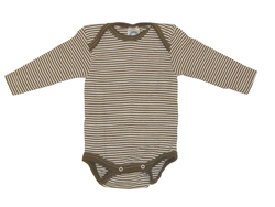 Baby-Body 1/1 Arm aus Wolle-Seide  von Cosilana,  braun/natur, 50/56