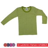 Kinder-Unterhemd 1/1 Arm aus Wolle-Seide von Cosilana, grün/natur geringelt, 92