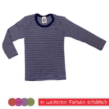 Kinder-Unterhemd 1/1 Arm aus Wolle-Seide von Cosilana, marine/natur geringelt, 92