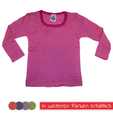 Kinder-Unterhemd 1/1 Arm aus Wolle-Seide von Cosilana, pink/natur geringelt, 92