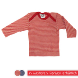 Baby-Schlupfhemd 1/1 Arm aus Wolle-Seide von Cosilana, rot/natur geringelt, 74/80