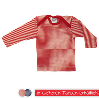 Baby-Schlupfhemd 1/1 Arm aus Wolle-Seide von Cosilana, rot/natur geringelt, 62/68