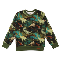 Sweatshirt, Dinosaur Jungle, oliv, von Walkiddy, Gr. 128