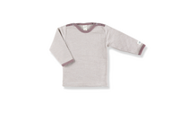 Shirt, Wolle/Seide, geringelt, mauve/natur, von Lilano, Gr. 80