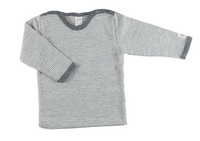 Shirt, Wolle/Seide, geringelt, hellgrau/natur, von Lilano, Gr. 62