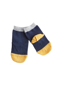 Socken von Leela Cotton, dunkelblau/senfgelb/grau, 24/26
