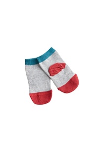 Socken von Leela Cotton, grau/kirschrot/petrol, 27/30