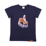 T-Shirt, Little & Big Horses, Monoprint, navy, von Walkiddy, Gr. 104