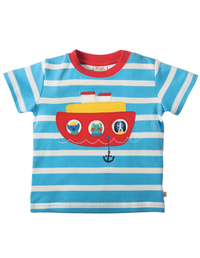Little Fal Applique T-Shirt Boot von frugi, blau, 12-18
