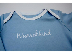Baby-Shirt Wunschkind, hellblau, von Anton Emma, 74/80