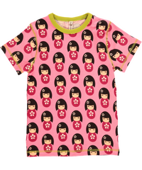 T-Shirt Puppen von Maxomorra, pink, 86