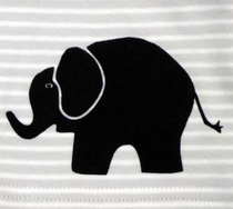 Baby-Shirt Elefant, grau geringelt, blauer Aufdruck, von Anton Emma, 50/56
