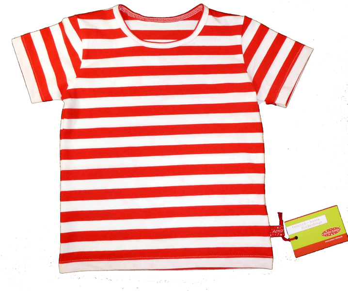 T-Shirt Ringel, rot-weiß, 134/140