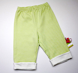 Baby-Hose mit Umschlag, apfelgrün geringelt, von Anton Emma, 74/80