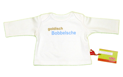 Baby-Shirt Goldisch Bobbelsche, weiß-hellblau, von Anton Emma, 62/68