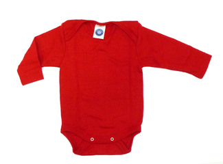 Baby-Body 1/1 Arm aus Wolle-Seide  - von „Cosilana“, rot, 50/56