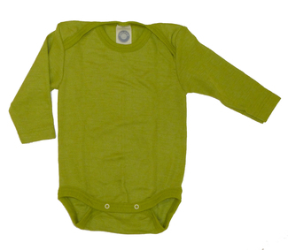Baby-Body 1/1 Arm aus Wolle-Seide  - von „Cosilana“,  grün, 50/56