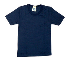 Kinder-Unterhemd 1/4 Arm aus Wolle/Seide von Cosilana, marine,116