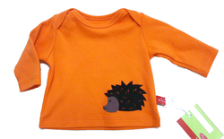 Baby-Shirt Igel, orange, von Anton Emma, 50/56