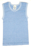 Kinder-Top O/Arm breite Schulter von Cosilana, blau-dunkelblau geringelt, 92