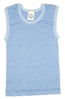 Kinder-Top O/Arm breite Schulter, blau-dunkelblau geringelt, 92