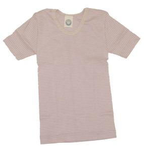 Kinder-Unterhemd 1/4 Arm - von "Cosilana", flieder geringelt, 128