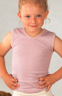 Kinder-Top O/Arm breite Schulter von Cosilana, flieder geringelt, 128