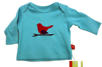Baby-Shirt Vogel, türkis, von Anton Emma, 50/56