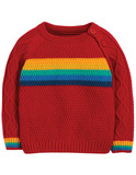 Caleb Cable Knit Jumper von frugi, tango red/rainbow, 4-5 J