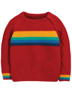 Caleb Cable Knit Jumper von frugi, tango red/rainbow, 2-3 J