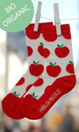 Bio Socken von Prusselise, Äpfel rot, Gr. 19-22