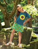 Myla T-Shirt, Steely Blue, Sunflower, von frugi, 6-12 mon