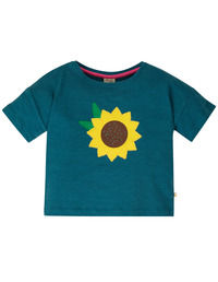 Myla T-Shirt, Steely Blue, Sunflower, von frugi, 6-12 mon