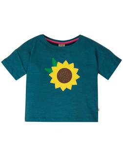 Myla T-Shirt, Steely Blue, Sunflower, von frugi, 12-18 mon