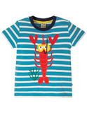 Sid Applique Top, Motosu Blue Stripe, Lobster, von frugi, 6-7 Jahre