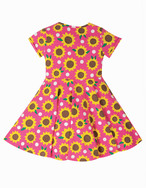 Spring Skater Dress von frugi, Flamingo Sunflowers, 2-3 Jahre