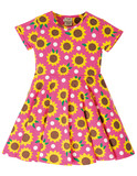Spring Skater Dress von frugi, Flamingo Sunflowers, 2-3 Jahre