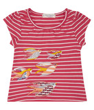 GADA Shirt von Sense Organics, Vögel, pink-weiß gestreift, Gr. 116