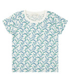 LIKO Baby-T-Shirt von Sense Organics, Slub-Jersey, Vögel allover, blau-grün, Gr. 74