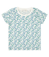 LIKO T-Shirt von Sense Organics, Slub-Jersey, Vögel allover, blau-grün, Gr. 98