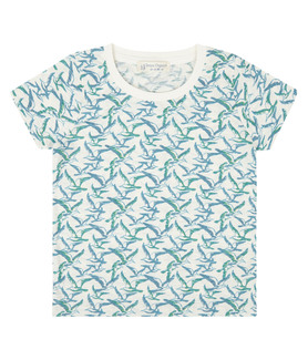 LIKO T-Shirt, Slub-Jersey, Vögel allover, blau-grün, Gr. 98